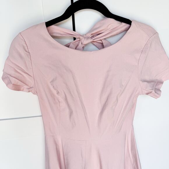 Gown Town Vintage Inspired Swing Dress, Midi, Pink Medium 1950s Bow Neck - Picture 3 of 14